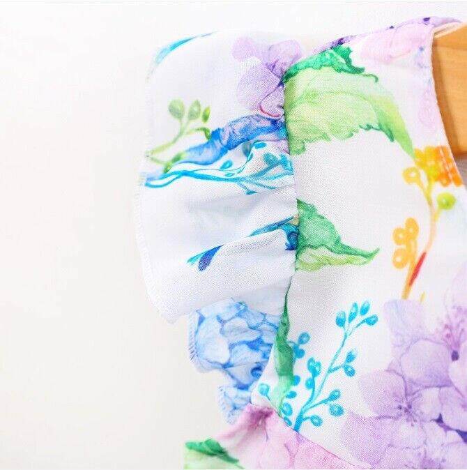 size 6-9m to 18-24m new baby girls dress blue hummingbird hydrangea floral dress - MARIGOLD