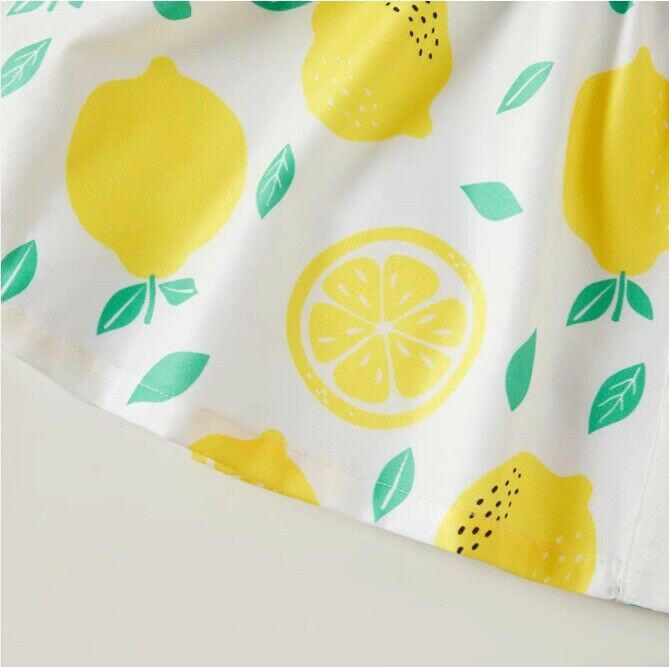 baby girls dress new yellow lemon flutter sleeve button baby girls dress - MARIGOLD