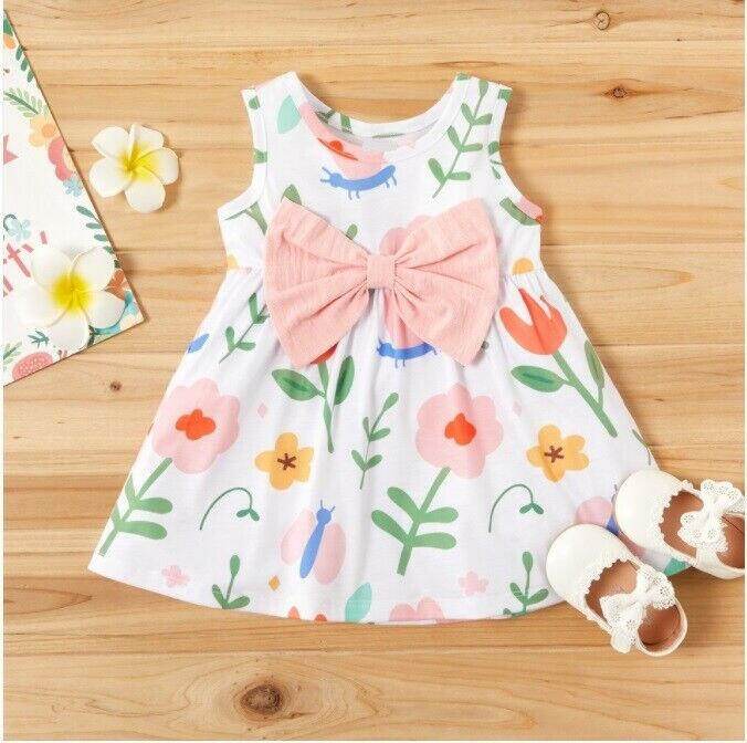 size 3-6m to 18-24m new baby girls dress pink bow floral butterfly girls dress - MARIGOLD