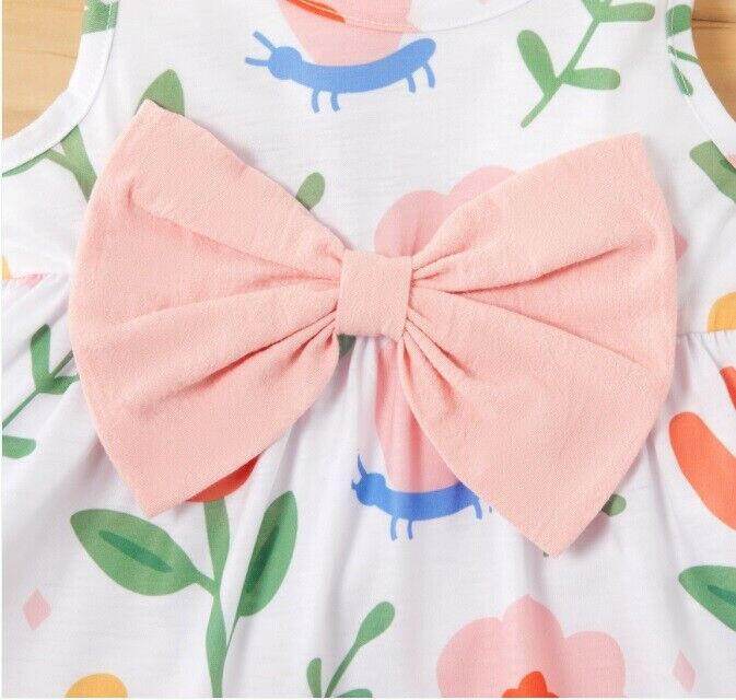 size 3-6m to 18-24m new baby girls dress pink bow floral butterfly girls dress - MARIGOLD