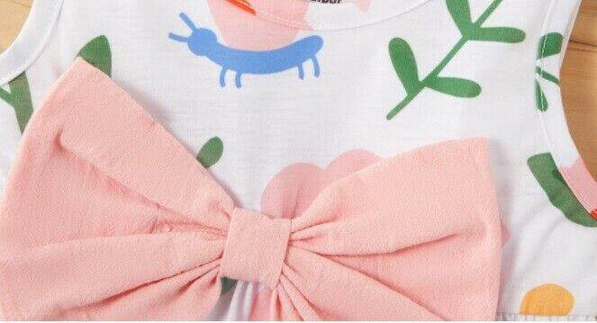 size 3-6m to 18-24m new baby girls dress pink bow floral butterfly girls dress - MARIGOLD