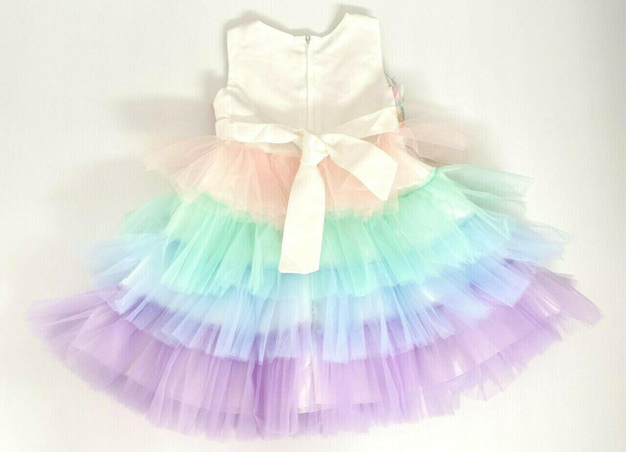 size 9-12m/12-18m/18-24m/3y party princess flower bodice tulle tier baby dress - MARIGOLD