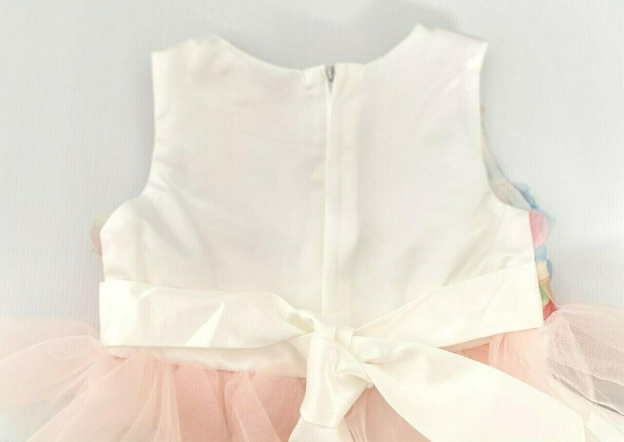 size 9-12m/12-18m/18-24m/3y party princess flower bodice tulle tier baby dress - MARIGOLD