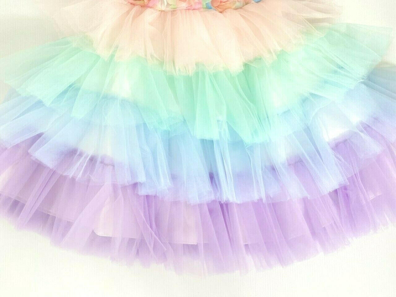 size 9-12m/12-18m/18-24m/3y party princess flower bodice tulle tier baby dress - MARIGOLD