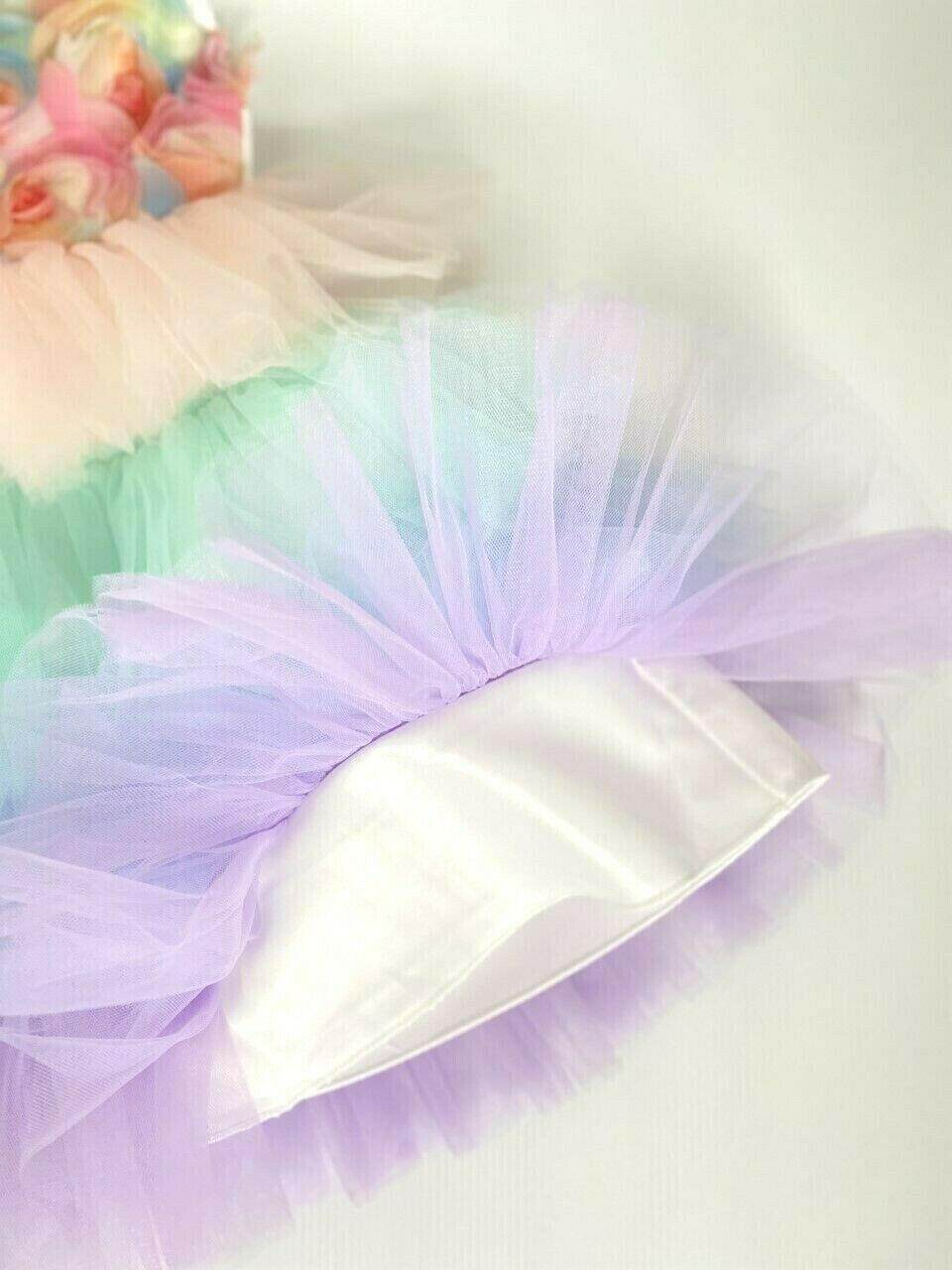 size 9-12m/12-18m/18-24m/3y party princess flower bodice tulle tier baby dress - MARIGOLD