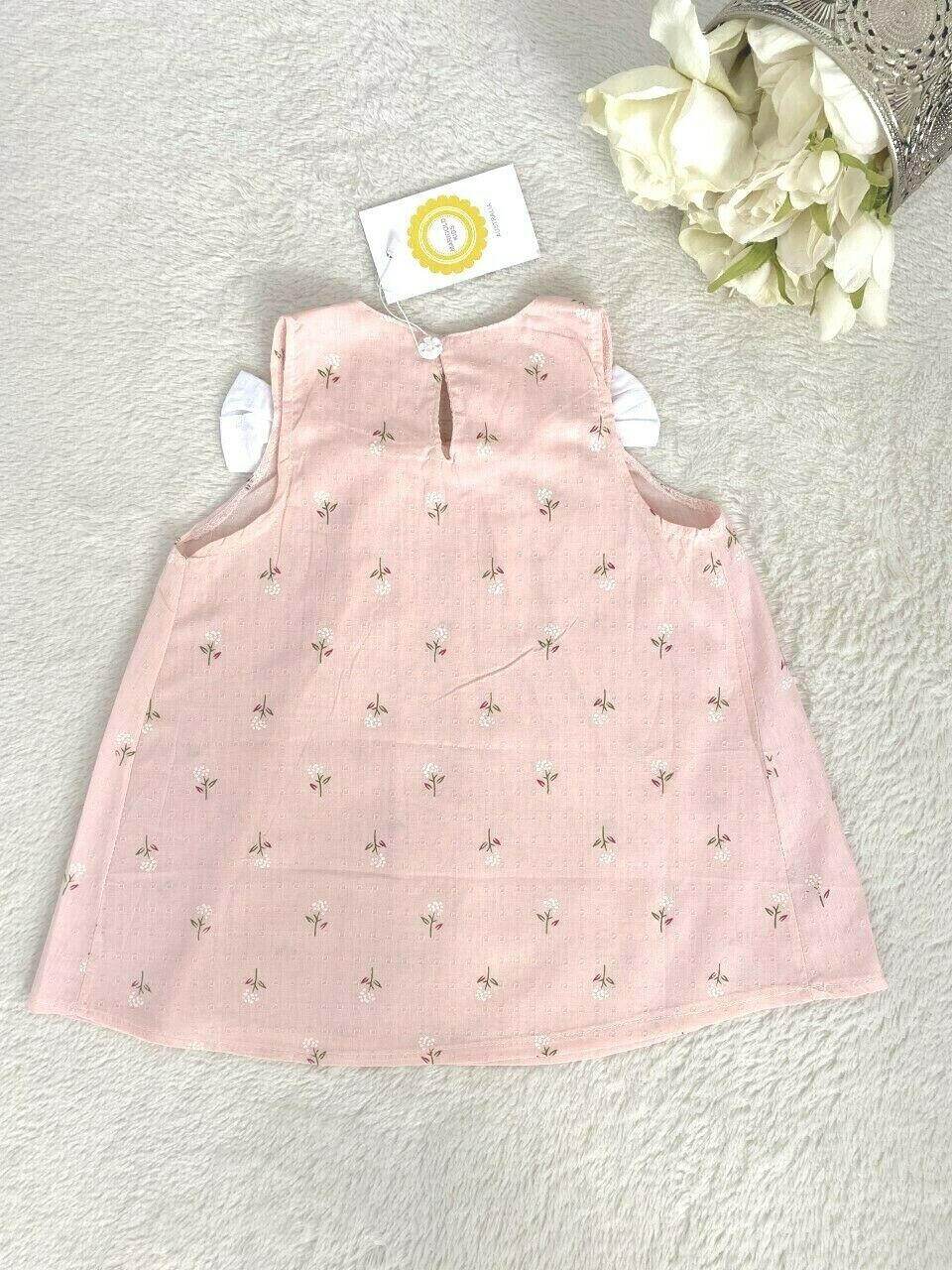 size 9-12m to 2-3y new girls dress Pink Floral Shoulder Bow Dress -Select Size - MARIGOLD