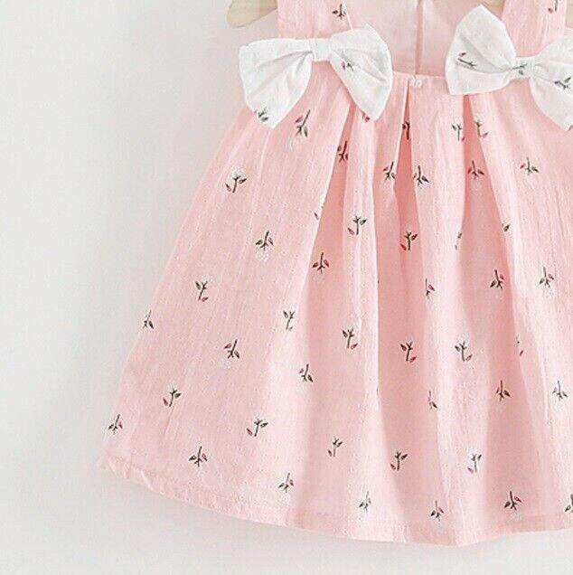 size 9-12m to 2-3y new girls dress Pink Floral Shoulder Bow Dress -Select Size - MARIGOLD