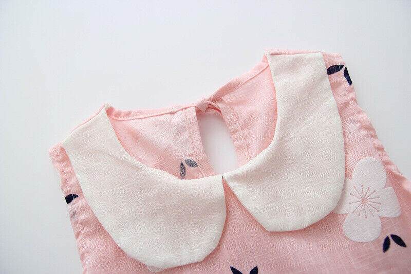 Baby Dress: Pretty Flower Print Pink Baby Girls Dress (Size 9-12 Months) - MARIGOLD