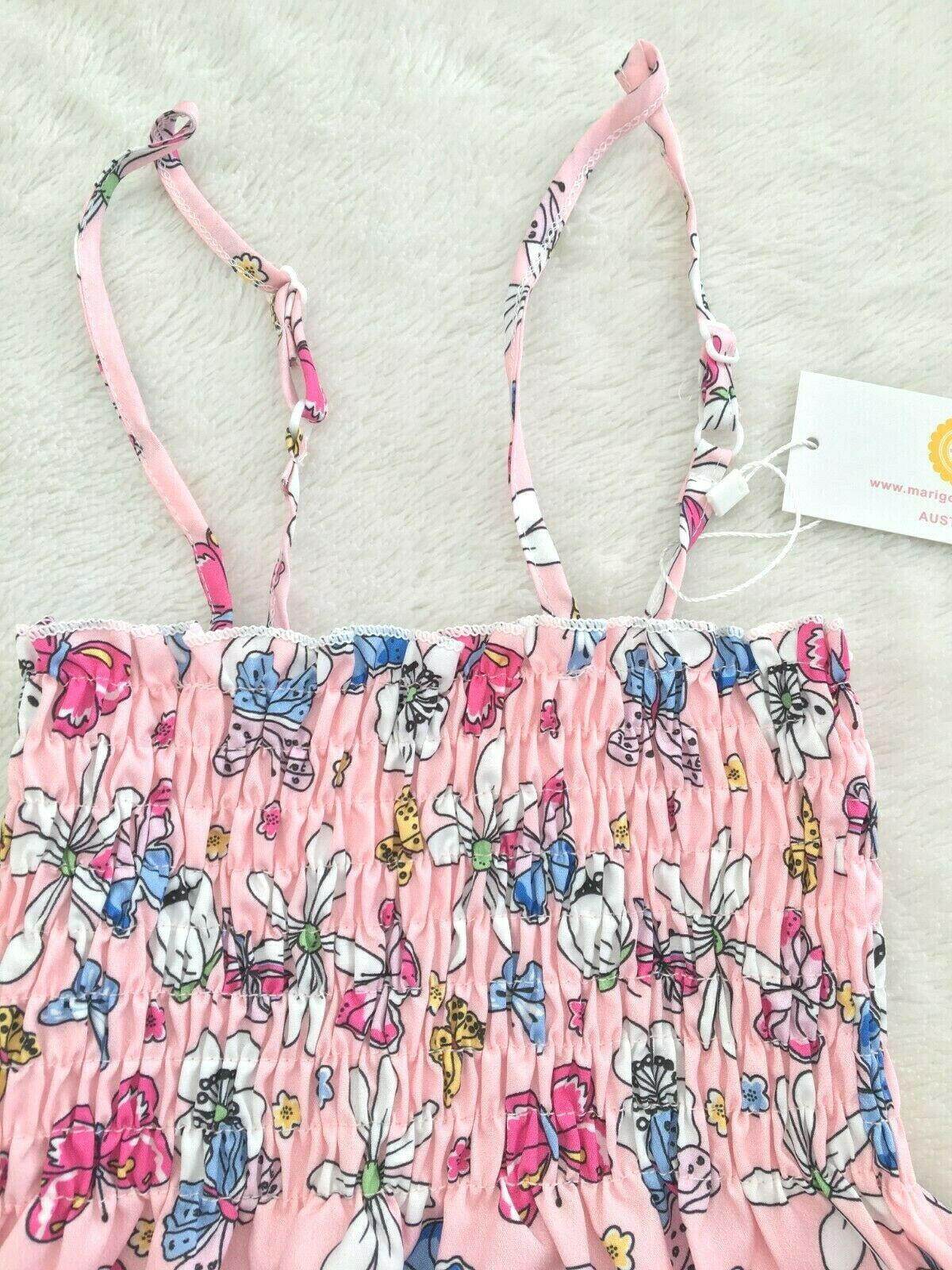 baby girls dress size 9-12 months new pink butterfly floral baby girls dress - MARIGOLD