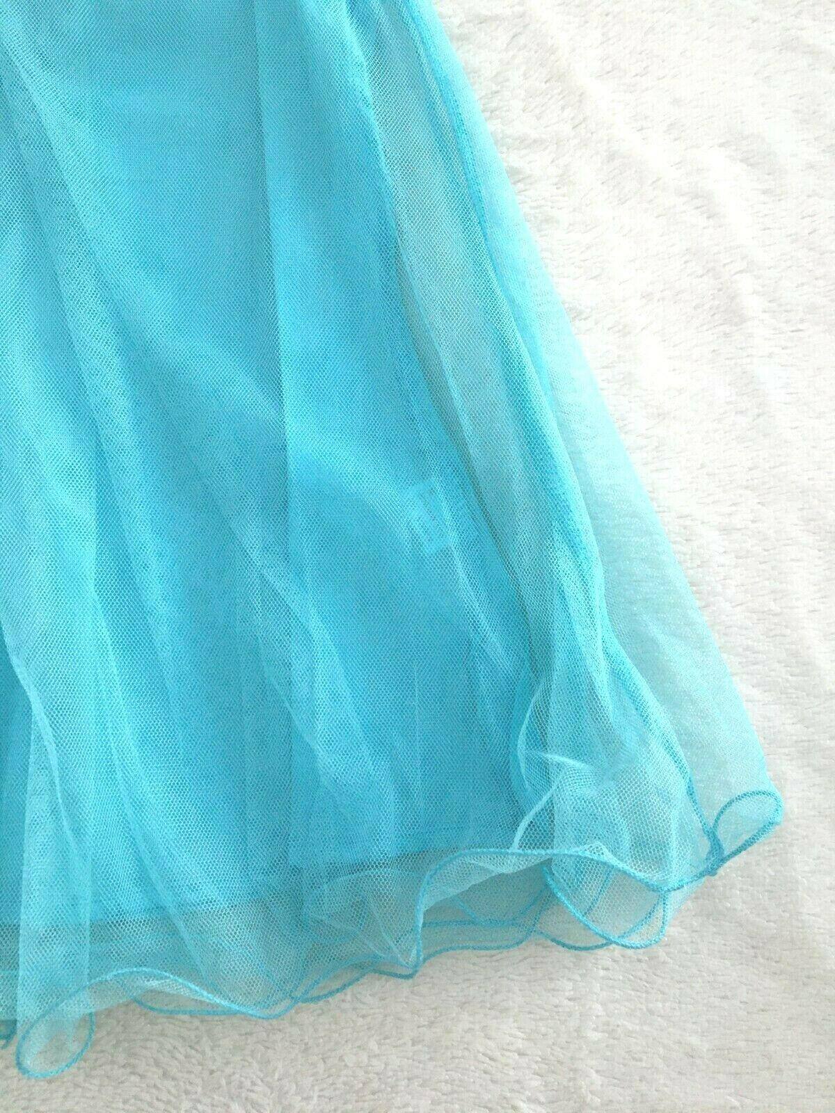 Blue Tulle Dress with Flower Brooch - MARIGOLD
