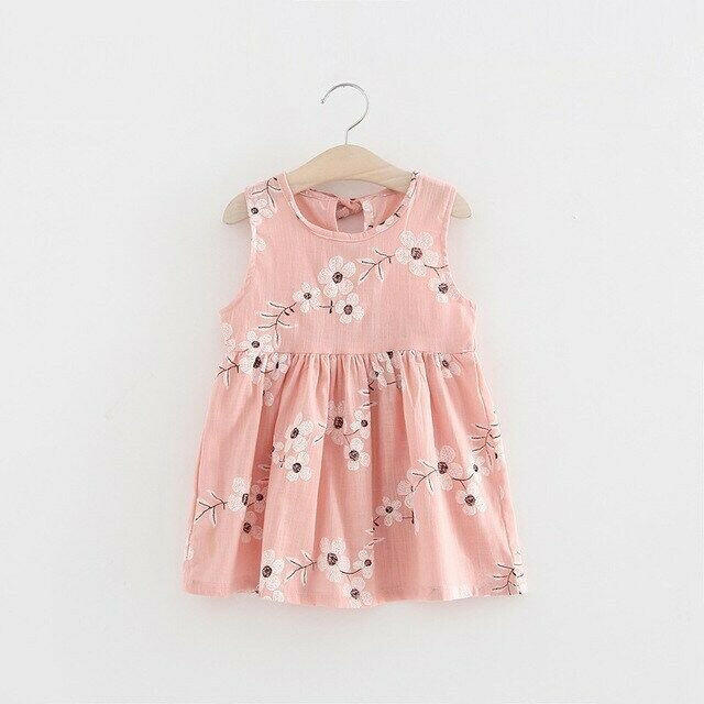 Floral Print Pink Cotton Sundress - MARIGOLD