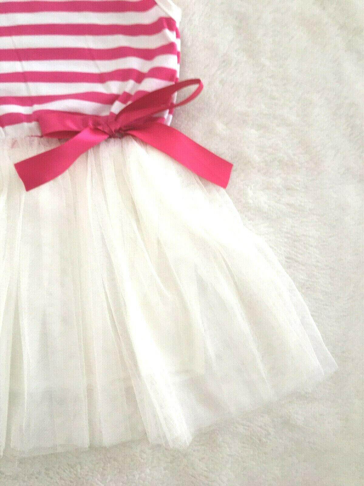 Girls Dress New Size 2 Years Rasberry Red Stripe Tulle Dress Girls Party Dress - MARIGOLD