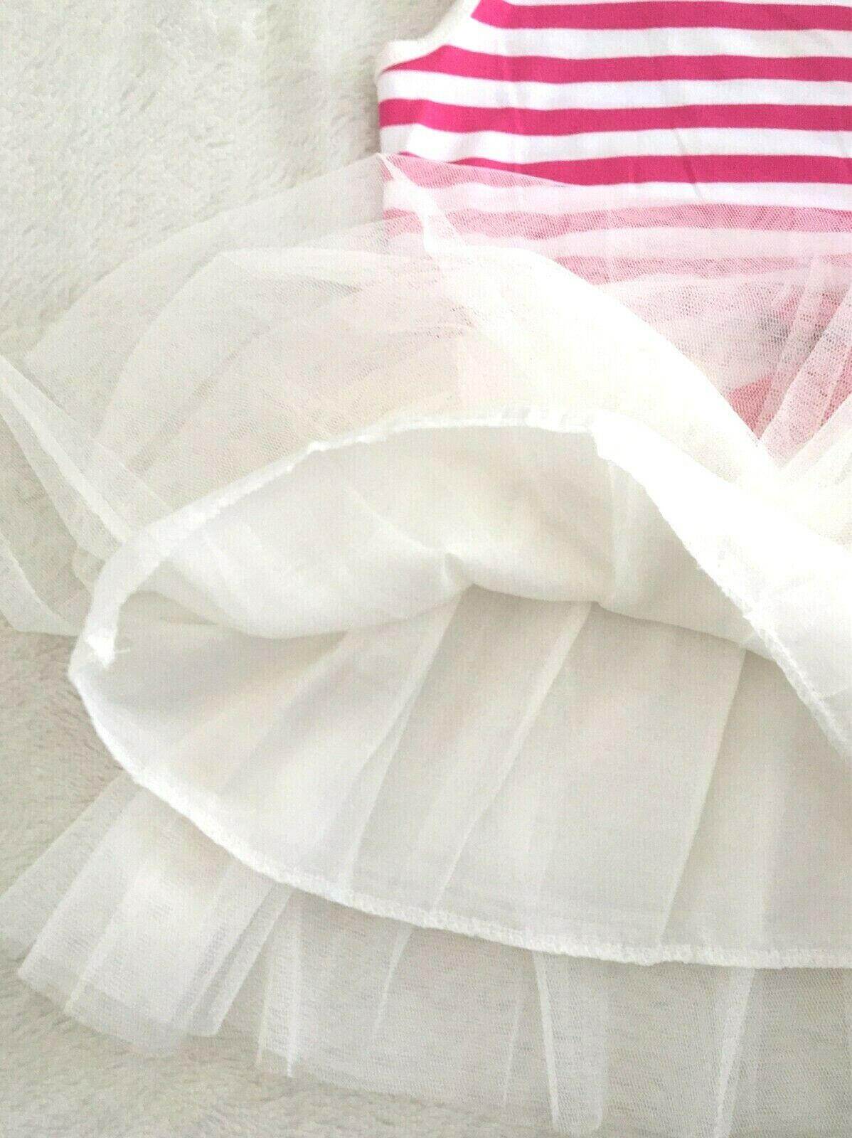 Girls Dress New Size 2 Years Rasberry Red Stripe Tulle Dress Girls Party Dress - MARIGOLD