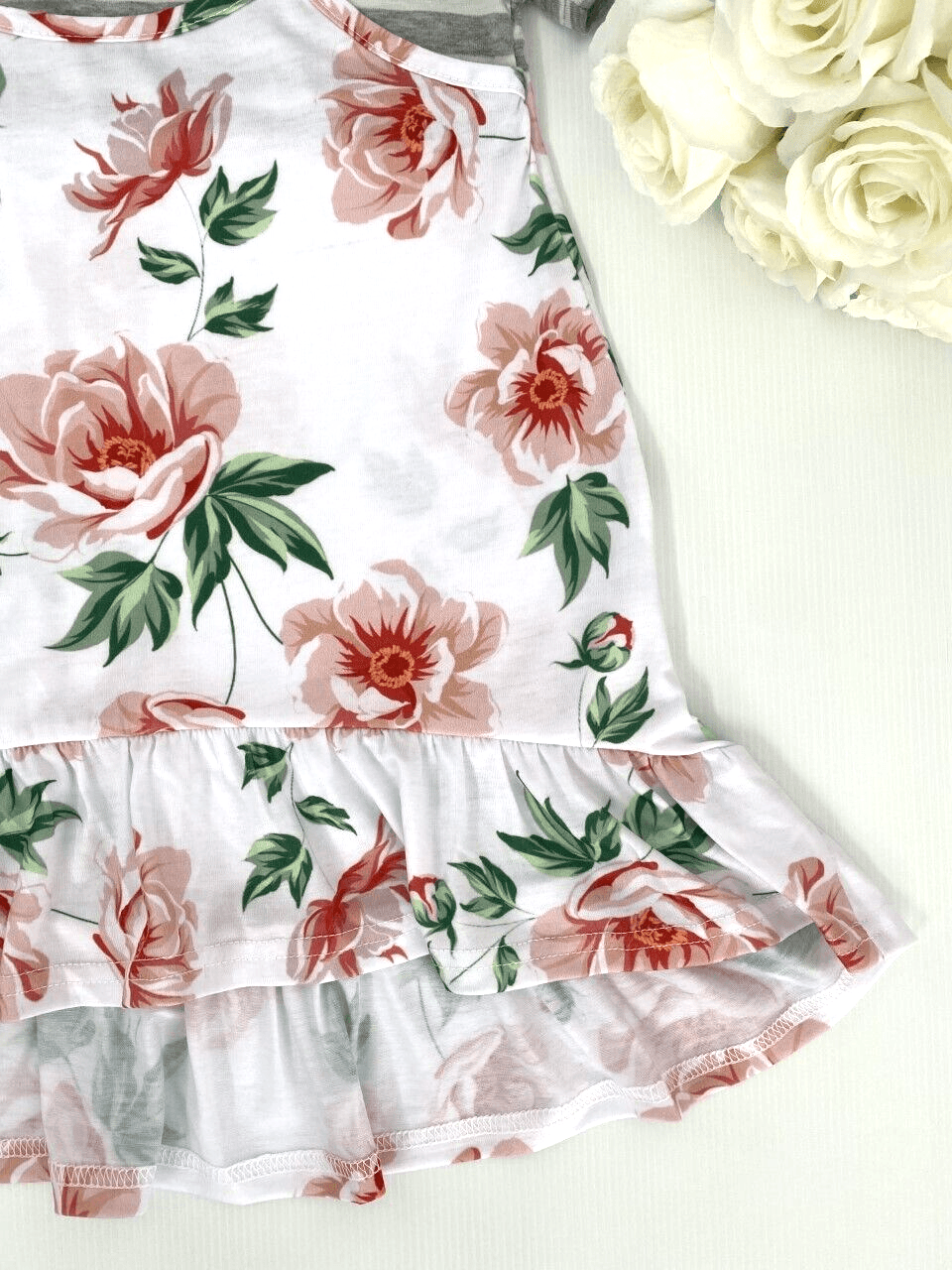 girls dress new size 3-4 years floral high low girls dress over grey stripe tee - MARIGOLD