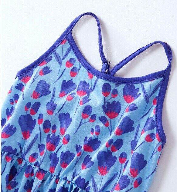 Girls Dress New Size 4-5 Years Blue Floral High Low Dress with pockets - MARIGOLD