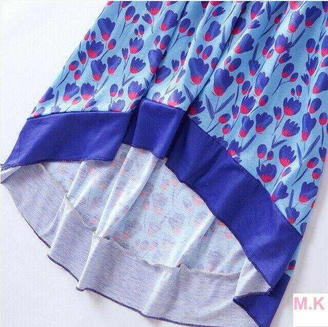 Girls Dress New Size 4-5 Years Blue Floral High Low Dress with pockets - MARIGOLD