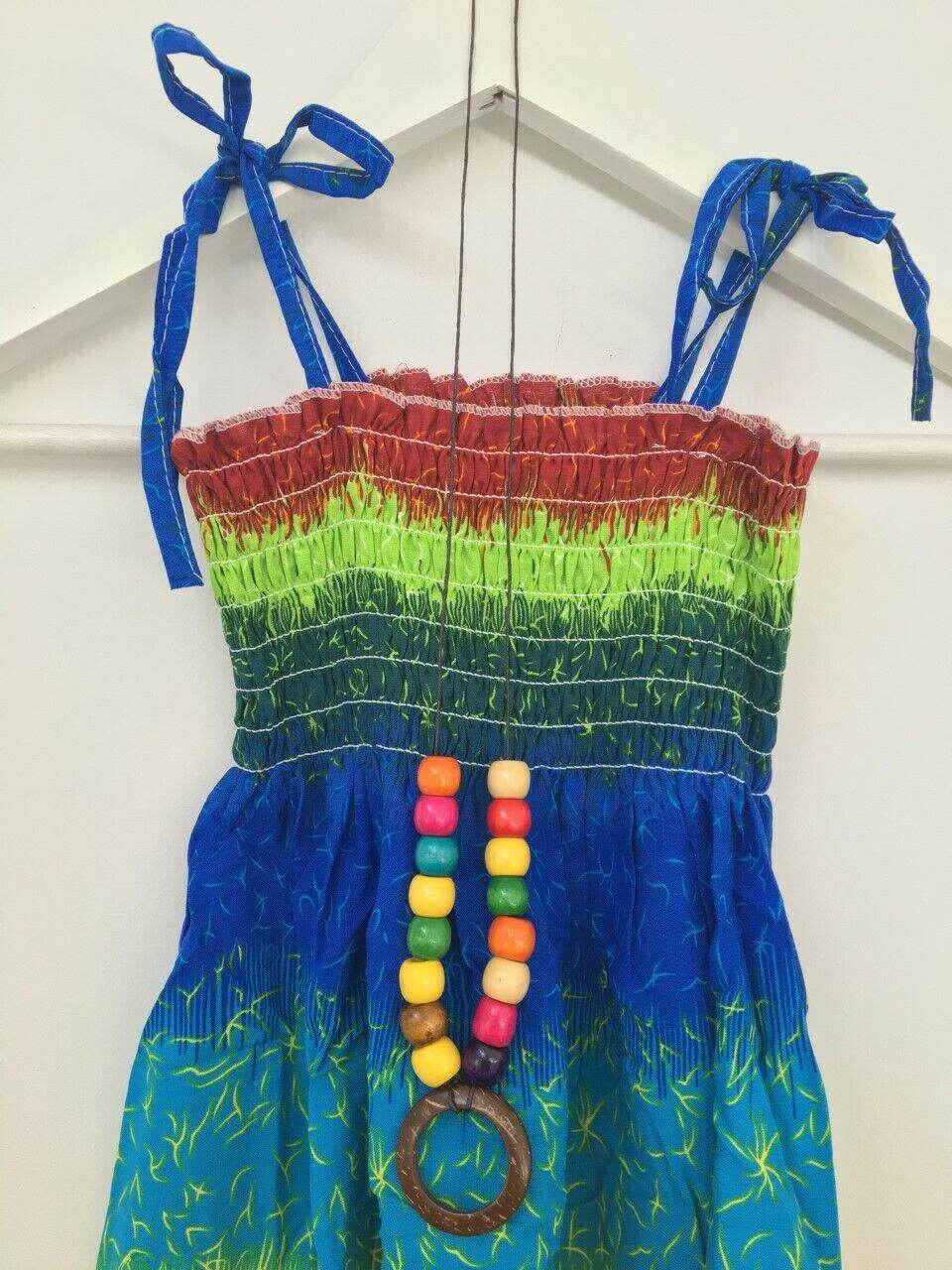 Girls Dress New Size 5-6 Years Island Sunset Inspired Girls Dress Rainbow Dress - MARIGOLD