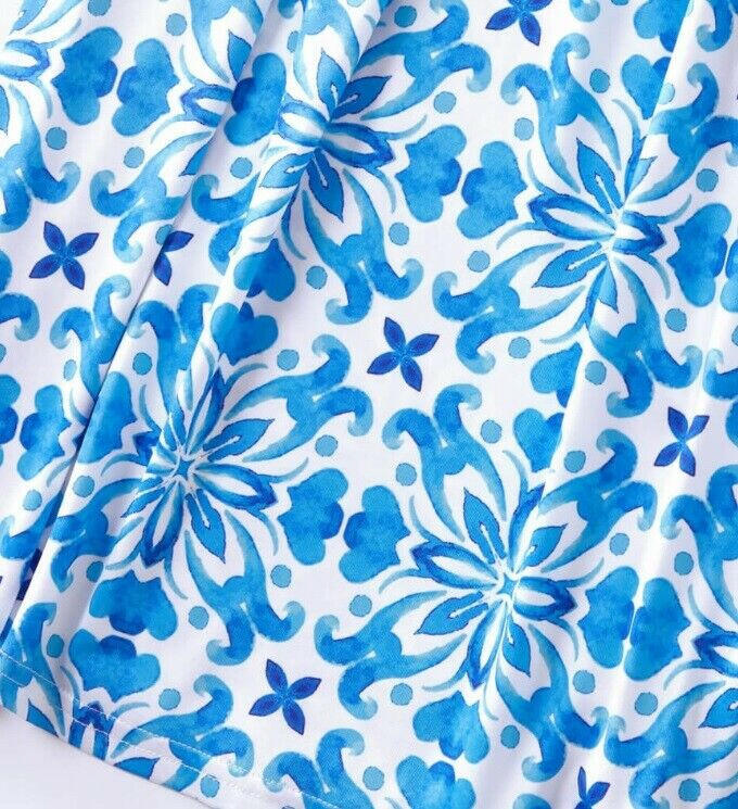 Girls Dress Size 3-4 Years New Blue Floral Mosaic Print Girls Maxidress Dress - MARIGOLD