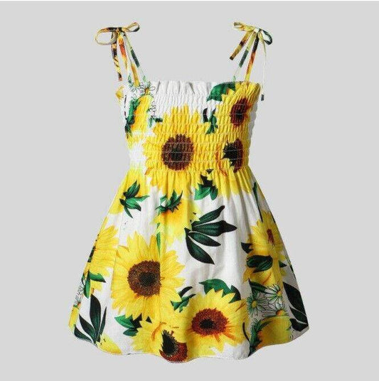 Girls Dress Size 3 Years 100% Cotton Sunflower Girls Dress Sunflower Sundress - MARIGOLD