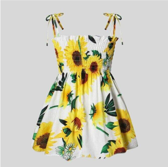 Girls Dress Size 3 Years 100% Cotton Sunflower Girls Dress Sunflower Sundress - MARIGOLD