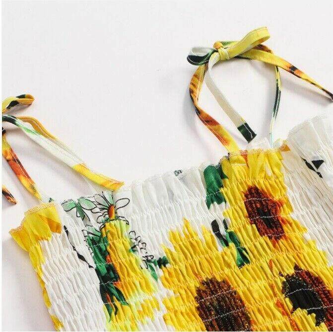 Girls Dress Size 3 Years 100% Cotton Sunflower Girls Dress Sunflower Sundress - MARIGOLD