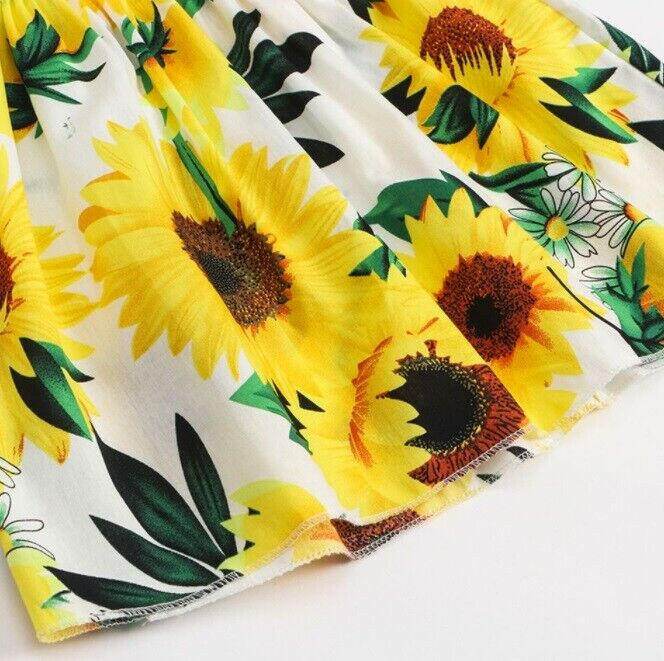 Girls Dress Size 3 Years 100% Cotton Sunflower Girls Dress Sunflower Sundress - MARIGOLD