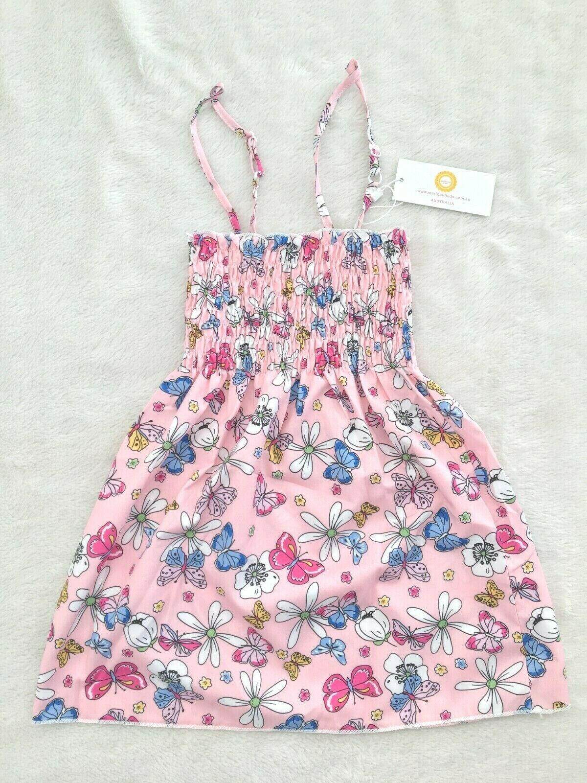 NEW Size 12-18 months Toddler Girls Dress Pretty Pink Butterfly Floral Dress - MARIGOLD