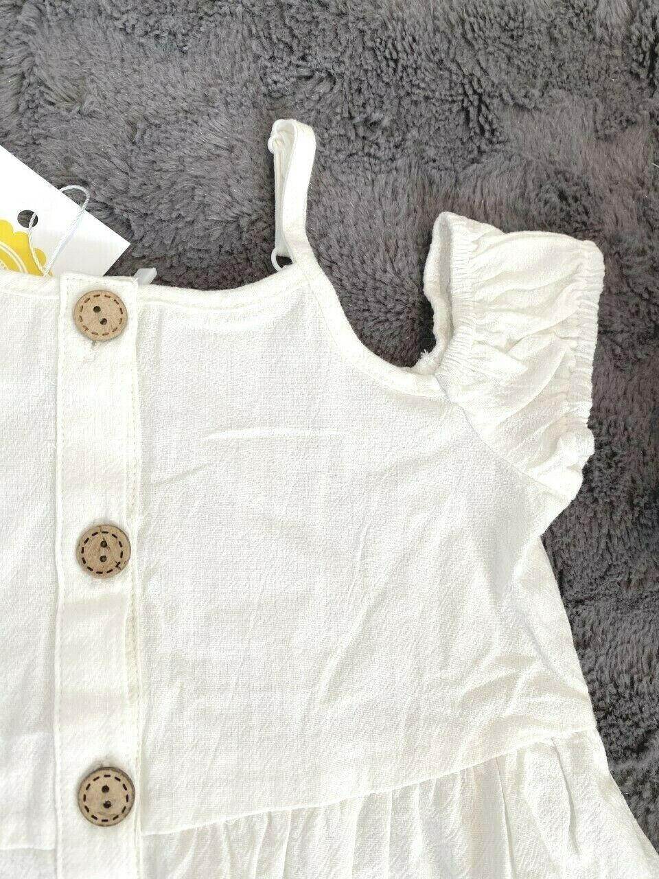 NEW Size 3-4 Years Girls Dress Pretty White Button Long Dress with pockets - MARIGOLD