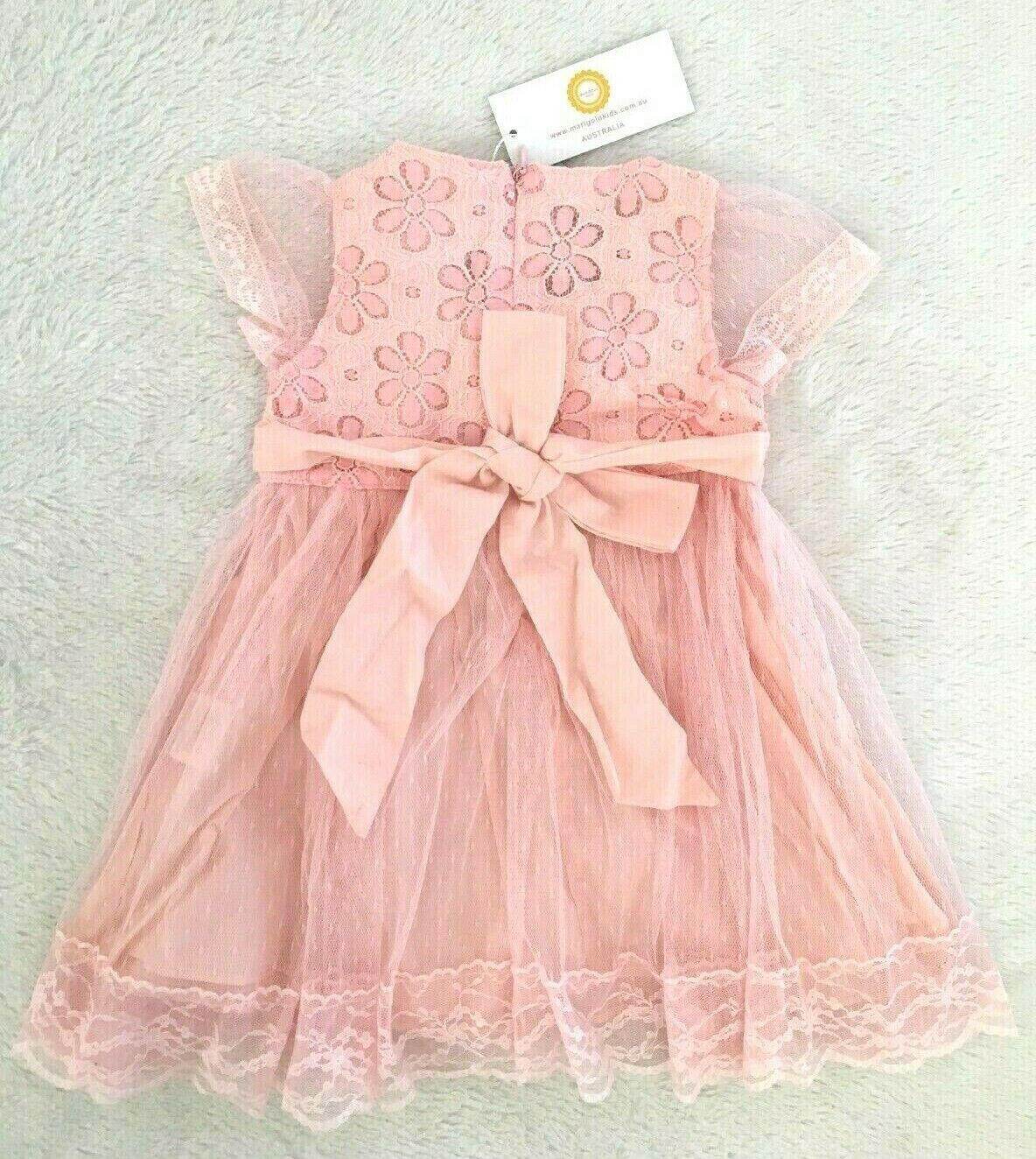 NEW Size 4 Years Girls Dress Girls Pink Rosette Dress Occasion Party Dress - MARIGOLD