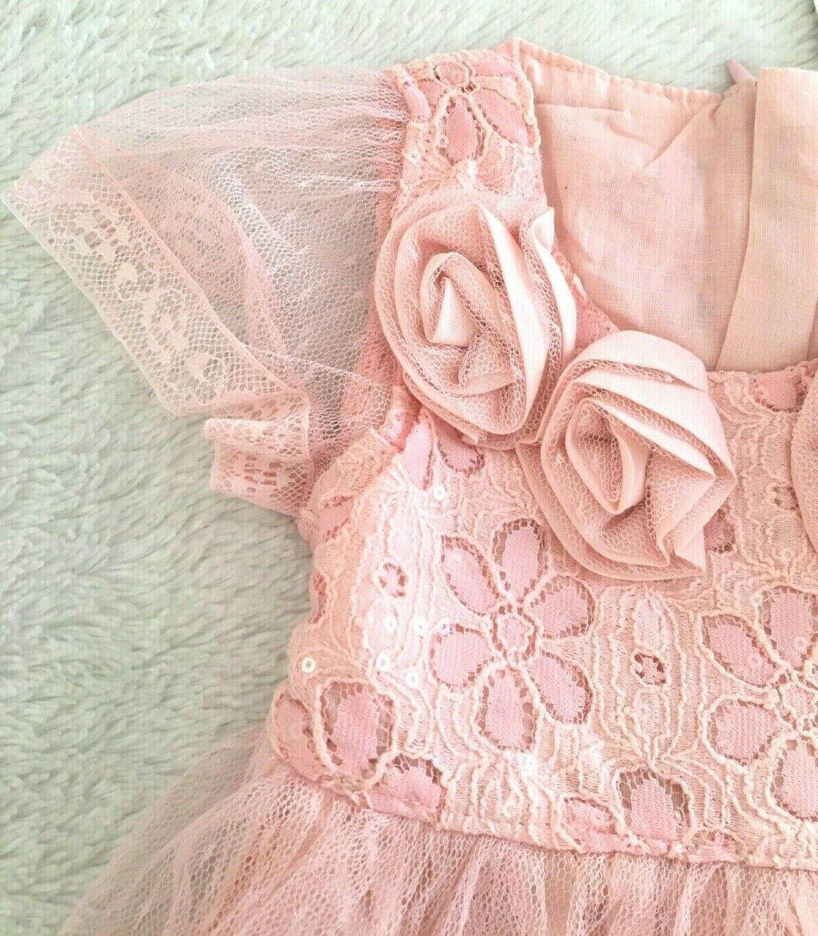 NEW Size 4 Years Girls Dress Girls Pink Rosette Dress Occasion Party Dress - MARIGOLD
