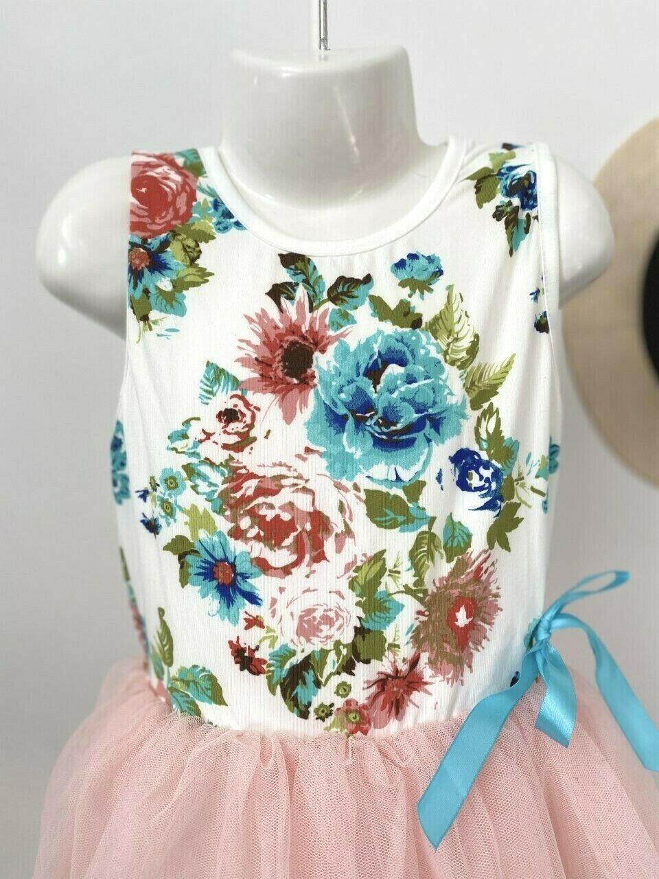 NEW Size 4 years Girls Dress Pretty Floral Bodice Light Pink Tulle Girls Dress - MARIGOLD
