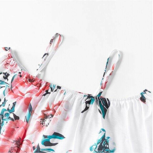 NEW Size 6-7 Years Girls Dress Pink Floral White Flounce Dress & Headband Set - MARIGOLD