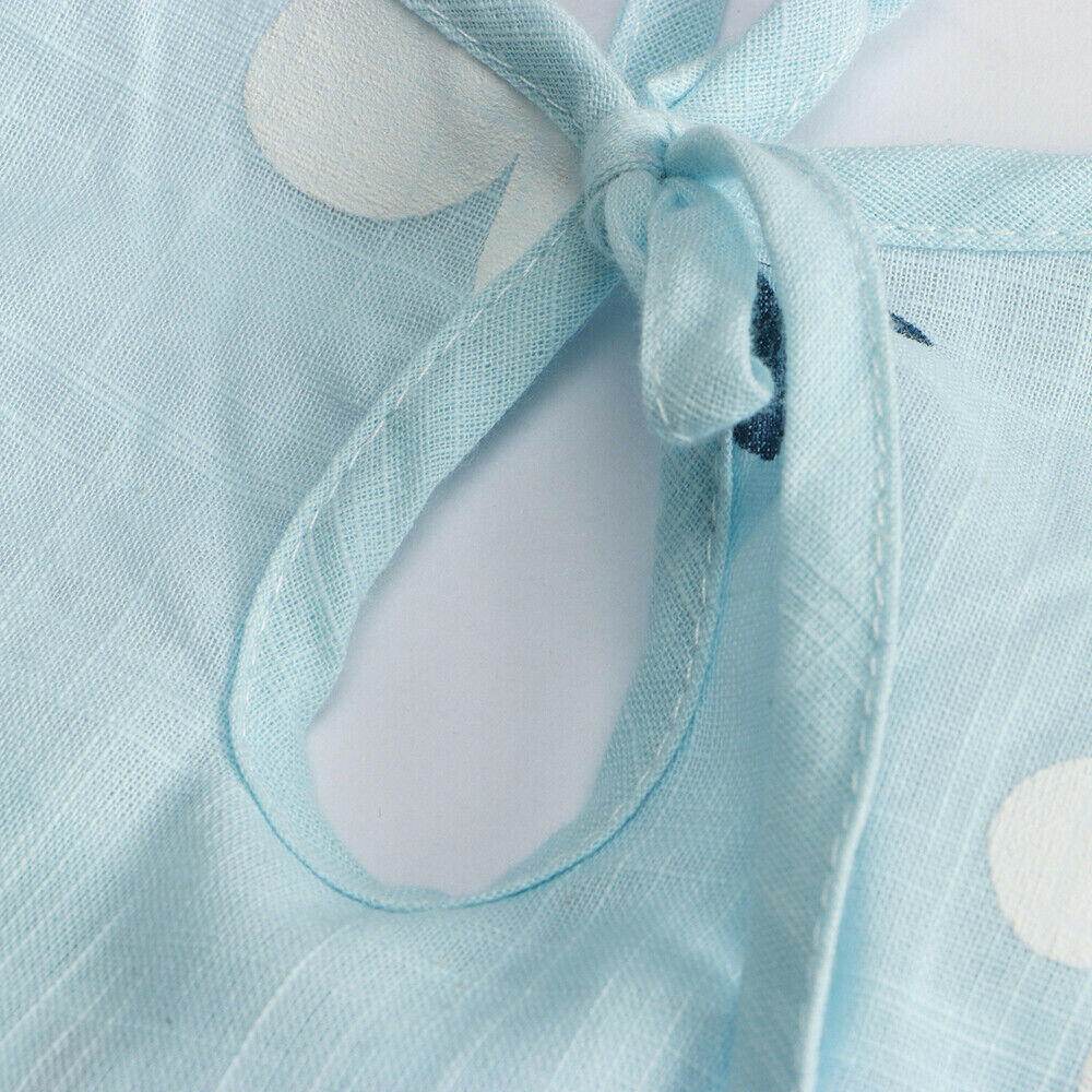 new size 6-9 months baby girls dress 100% cotton white flower blue girls dress - MARIGOLD