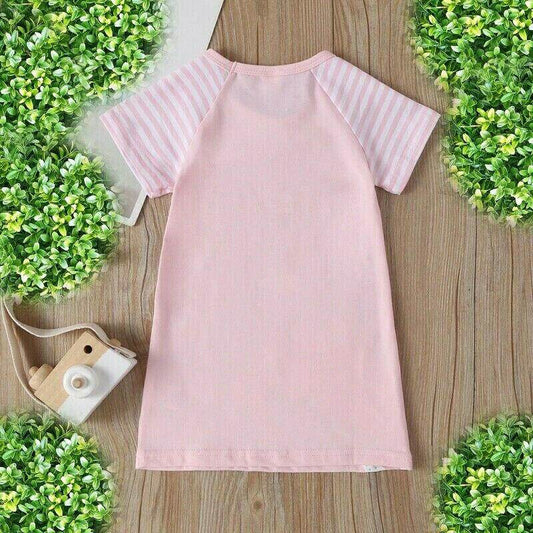 NEW Size 6-9 months Baby Girls Dress Colourful Horse Pink Print Baby Dress - MARIGOLD