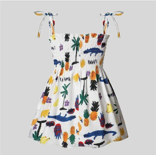 NEW Size 6-9 months Baby Girls Dress Hawaii Tropical Print Dress Baby Dress - MARIGOLD