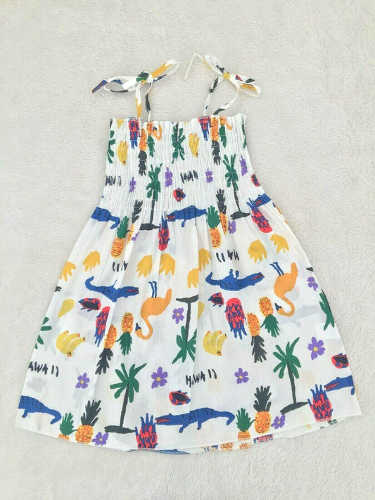 NEW Size 6-9 months Baby Girls Dress Hawaii Tropical Print Dress Baby Dress - MARIGOLD