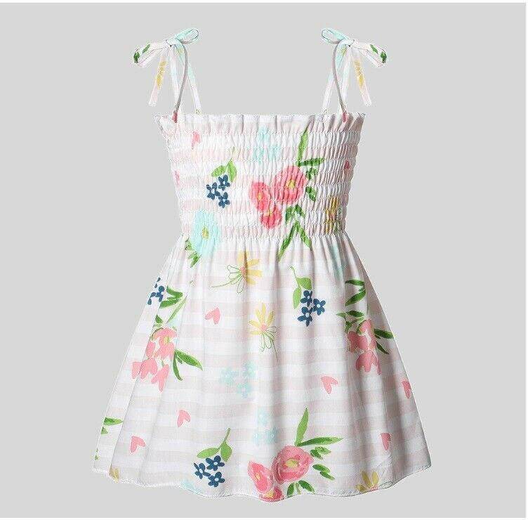 NEW Size 6-9 months Baby Girls Dress Pretty Flower Pink Stripe Baby Girls Dress - MARIGOLD