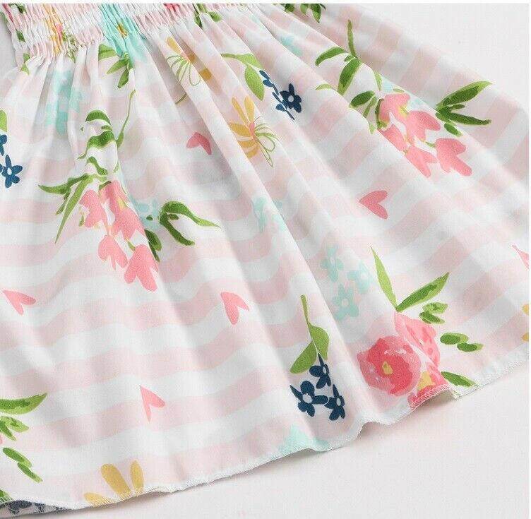 NEW Size 6-9 months Baby Girls Dress Pretty Flower Pink Stripe Baby Girls Dress - MARIGOLD