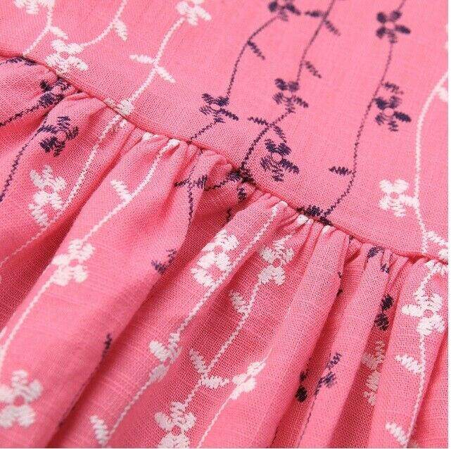 NEW Size 9-12 months Baby Girls Dress Flower Embroidered Vibrant Pink Dress - MARIGOLD