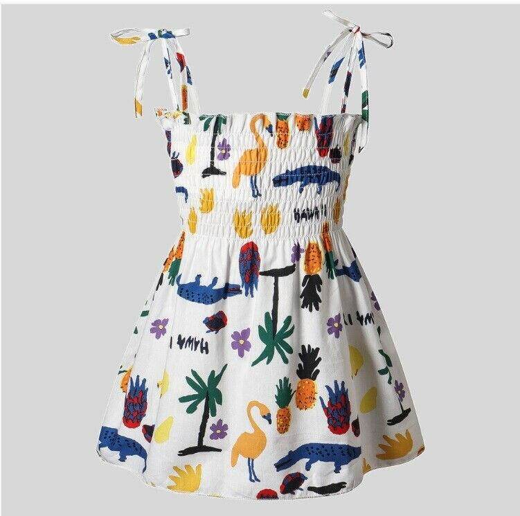 NEW Size 9-12 months Baby Girls Dress Hawaii Tropical Print Dress Baby Dress - MARIGOLD