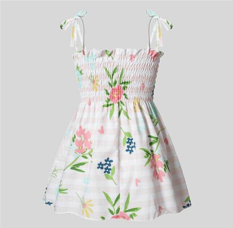 NEW Size 9-12 months Baby Girls Dress Pretty Flower Pink Stripe Baby Dress - MARIGOLD