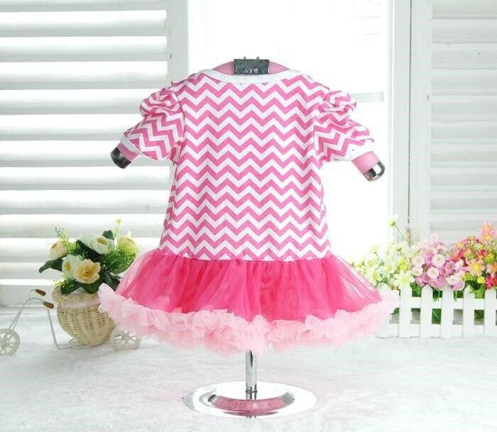 Pink Chevron 3-Piece Baby Girl Set (0-3 Months) - Dress, Shoes and Headband - MARIGOLD