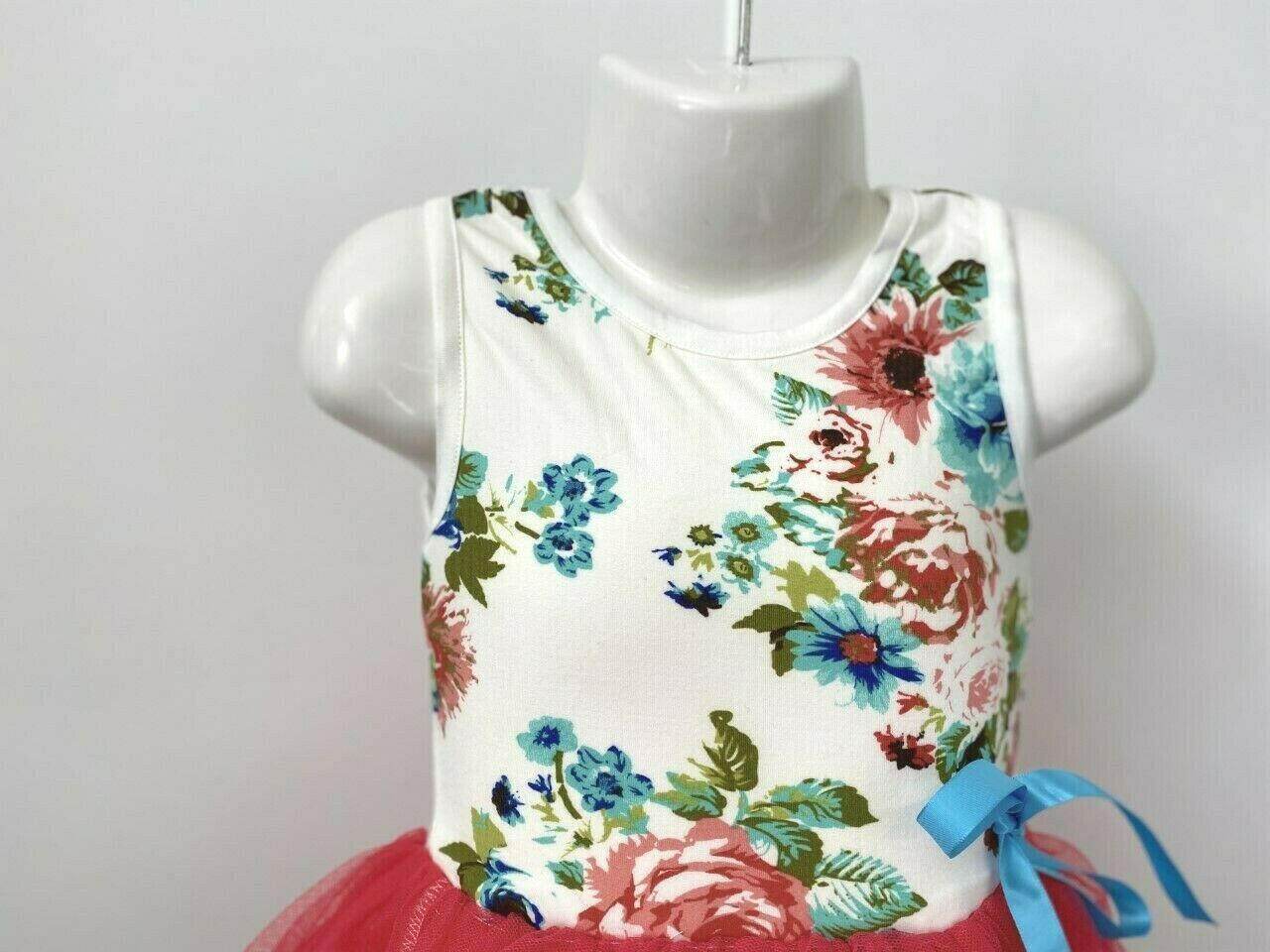 Size 1 Year New Toddler Girls Dress Dark Pink Hot Pink Floral Tulle Girls Dress - MARIGOLD