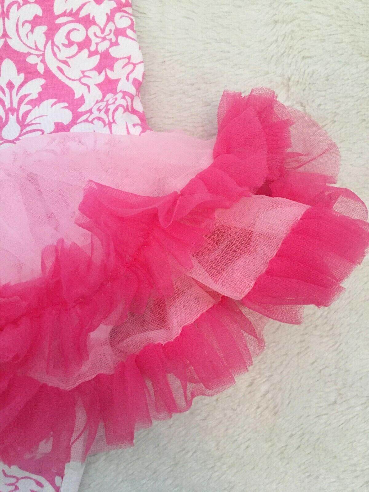 size 12-18 month new girls dress pink damask girls pettidress tutu dress - MARIGOLD