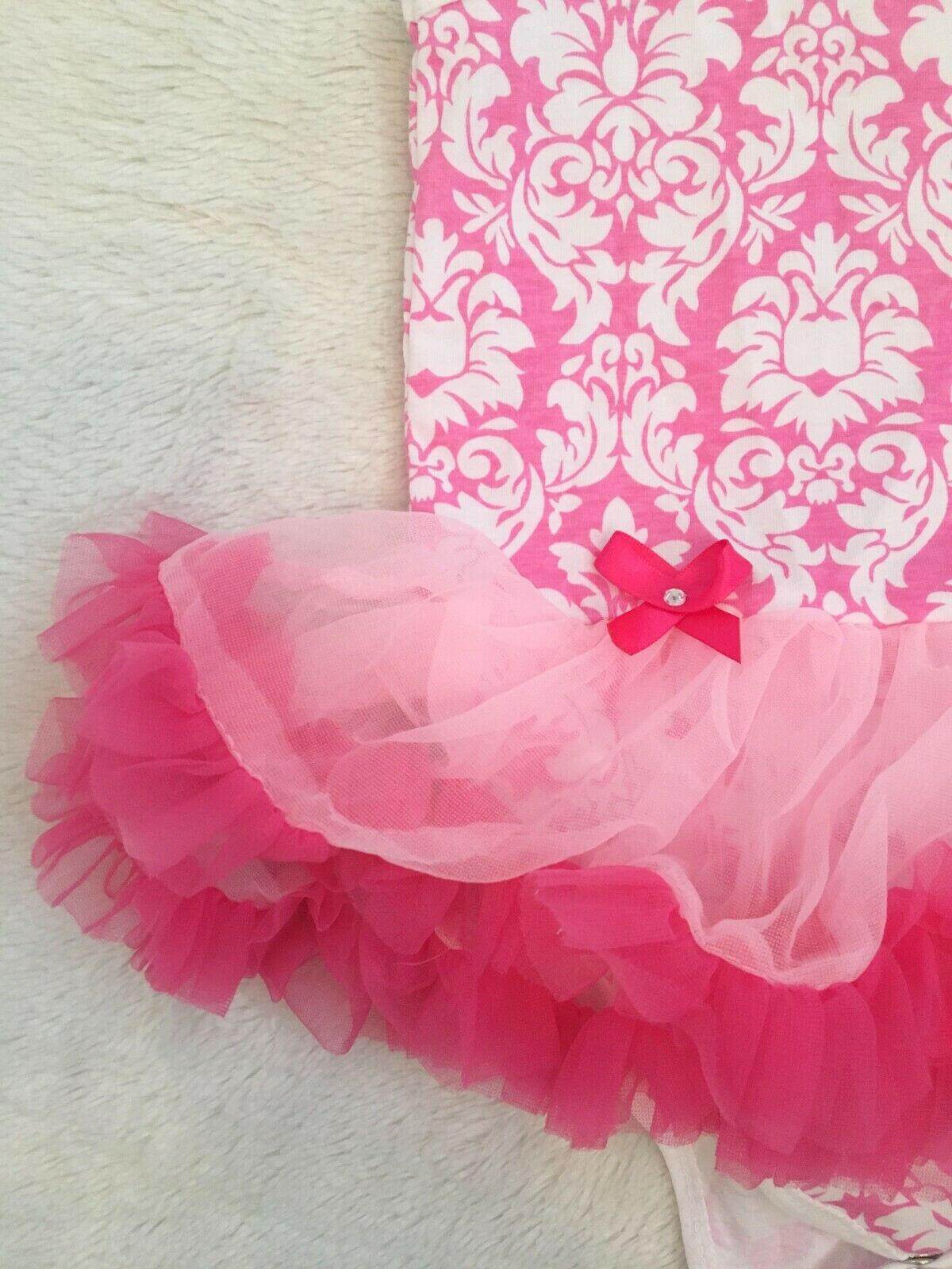 size 12-18 month new girls dress pink damask girls pettidress tutu dress - MARIGOLD