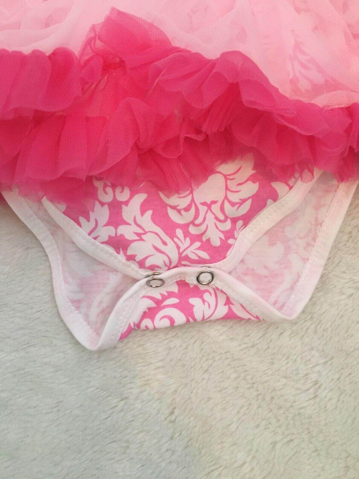 size 12-18 month new girls dress pink damask girls pettidress tutu dress - MARIGOLD