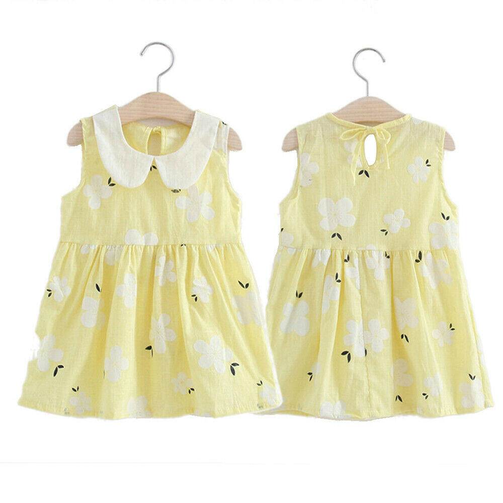 size 12-18 months new girls dress 100% cotton floral yellow girls dress - MARIGOLD