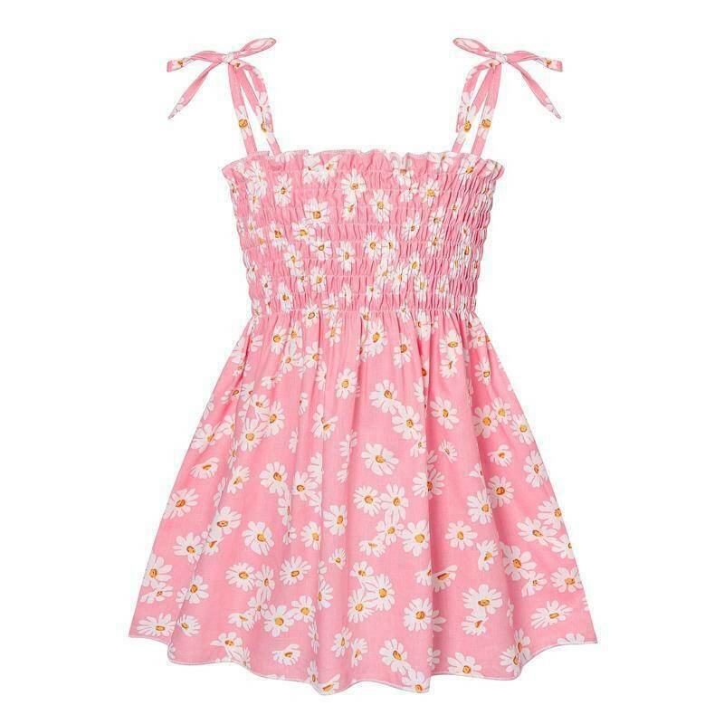 size 12-18 months new toddler girls dress 100% cotton daisy pink girls dress - MARIGOLD