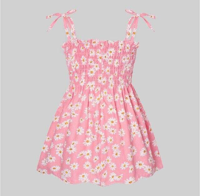 size 12-18 months new toddler girls dress 100% cotton daisy pink girls dress - MARIGOLD