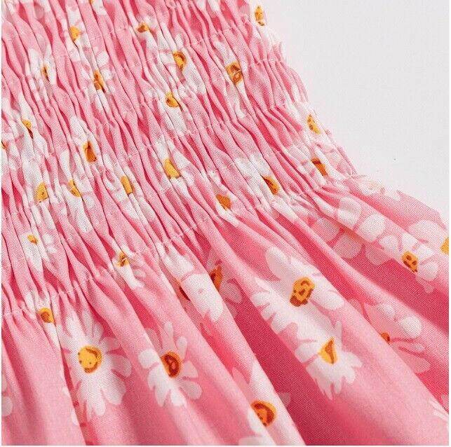 size 12-18 months new toddler girls dress 100% cotton daisy pink girls dress - MARIGOLD